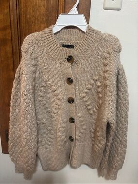 Who What Wear Beige Button-Front Knit Cardigan